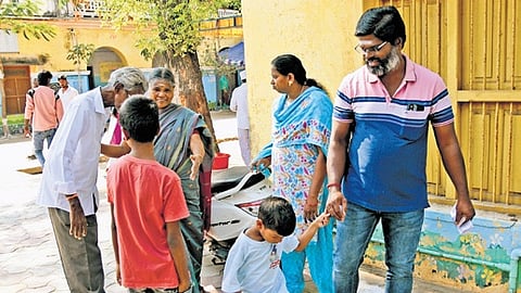 Parents in Tiruchy came along with their kids to cast their votes during the TN Assembly elections on April 23, 2026.
