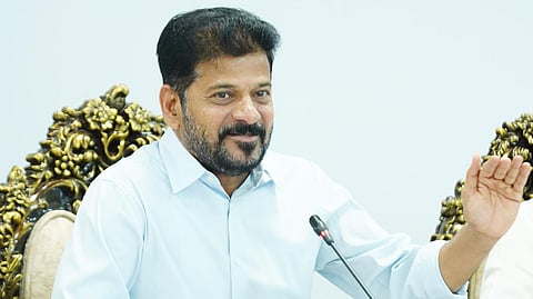 Chief Minister A Revanth Reddy speaks during the Parliamentary Standing Committee meeting at the Secretariat to discuss housing and urban affairs in Hyderabad on Saturday.