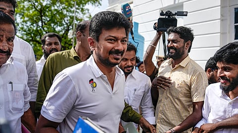 Leader of the Opposition (LoP) Udhayanidhi Stalin arrives at the Tamil Nadu Legislative Assembly.