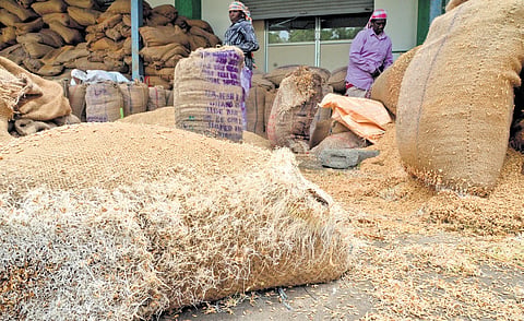 Bags stacked at the bottom of the pile were the worst affected