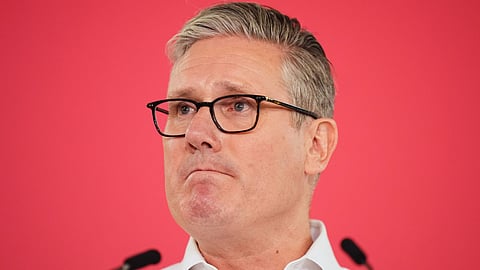 Britain's Prime Minister Sir Keir Starmer pauses as he delivers a speech, at the Coin Street Neighbourhood Centre in Waterloo, London, Monday May 11, 2026.