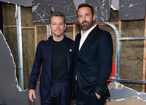 Matt Damon, left, and Ben Affleck attend the world premiere of "The Rip" at Alice Tully Hall, on Jan. 13, 2026, in New York.