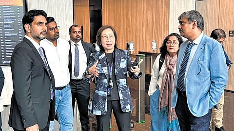 Minister for IT, Nara Lokesh, meets officials at the Iconic Suntec City in Singapore to discuss the MICE ecosystem to be developed in Andhra Pradesh.
