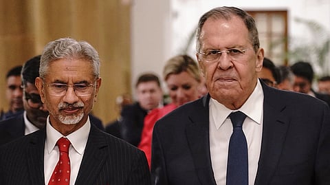 External Affairs Minister S Jaishankar after a meeting with his Russian counterpart Sergey Lavrov, on the sidelines of the BRICS Foreign Ministers' meeting, in New Delhi, May 13, 2026.
