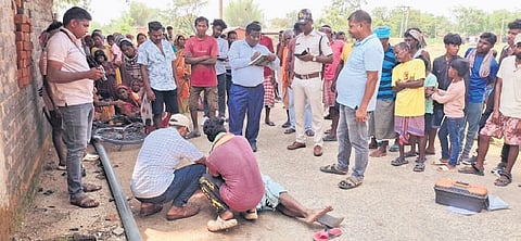 Police and the locals at the spot where the incident took place | express