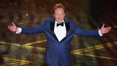 Host Conan O'Brien appears during the Oscars in Los Angeles on March 15, 2026