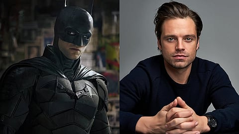 Robert Pattinson in a still from 2022's The Batman (L) and Sebastian Stan (R)