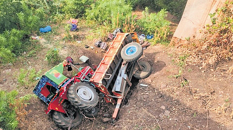 Six persons were killed after a truck hit a tractor near Hosapete on Friday.