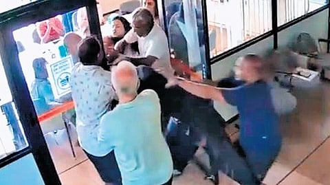 CCTV footage of the clash between the groups on Wednesday| Express