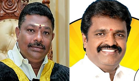 Fomer Kumbakonam Mayor K Saravanan and former Thanjavur Mayor S Ramanathan.