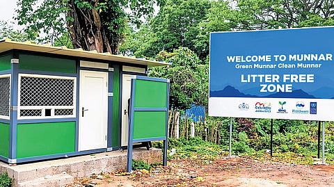 The green checkpost opened by the Munnar panchayat earlier in Old Munnar.