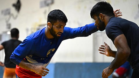 Sujeet Kalkal (L) is favourite to win medal at the Asian Games