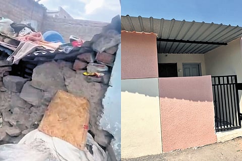 The image on the left shows the old condition of the home , the image on the right is the new house.