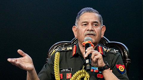 Chief of the Army Staff (COAS) General Upendra Dwivedi addresses the Sena Samvad event, at Manekshaw Centre, in New Delhi, Saturday, May 16, 2026.