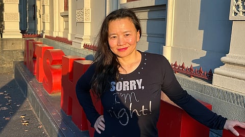 Cheng Lei poses for a photo at the Arts House performance space at the North Melbourne Town Hall in Melbourne, Australia, April 29, 2026