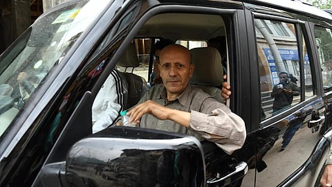 Jailed Lok Sabha member Sheikh Abdul Rashid after meeting his father at SMHS hospital in Srinagar in April 2026