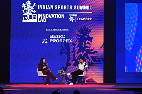 Virat Kohli (R) at RCB Innovation Lab Indian Sports Summit powered by Leaders | Special Arrangement
