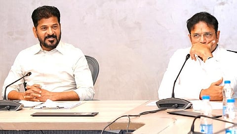 Chief Minister A Revanth Reddy, along with Industries Minister D Sridhar Babu, during the Industries Department review on Wednesday.