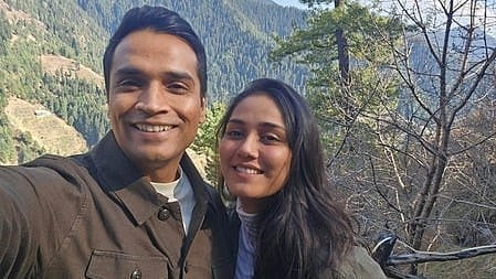 Twisha Sharma (R) with her husband Samarth Singh.