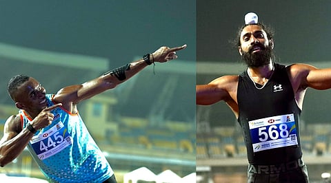 Animesh Kujur (L) and Gurindervir Singh celebrate their respective wins