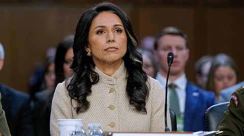 Director of National Intelligence Tulsi Gabbard listens during the Senate Committee on Intelligence hearings on Capitol Hill, March 18, 2026, in Washington.