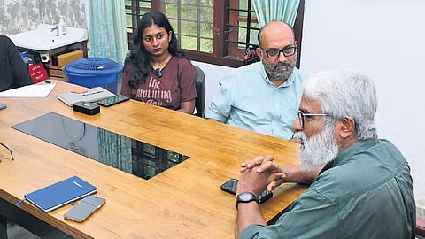 veteran cinematographer and filmmaker Sunny Joseph speaking to team TNIE Kerala