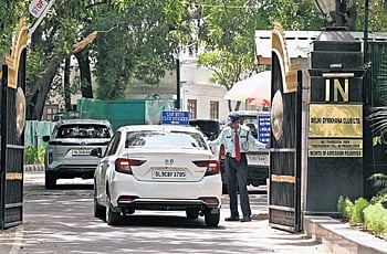 A view of the Gymkhana Club entrance in New Delhi on Sunday.