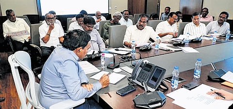 MA&UD Minister P Narayana meeting with officials.