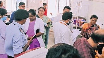 District officials taking stock of the situation in Hemgir CHC.