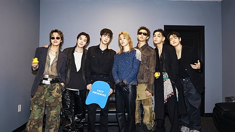 The group members, Jimin, Jung Kook, Jin, Suga, J-Hope, RM and V, also walked the red carpet at the event held at the MGM Grand Garden Arena in Las Vegas.