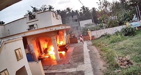 CCTV footage showed suspects throwing Molotov cocktails at the house.
