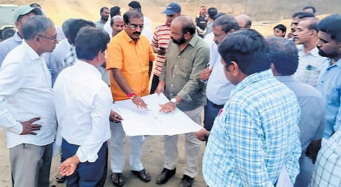 Water Resources Minister N Rama Naidu inspects Enikepadu UT works