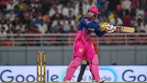 Rajasthan Royals' Vaibhav Sooryavanshi plays a shot during the IPL 2026 T20 Eliminator cricket match between Rajasthan Royals and Sunrisers Hyderabad, in New Chandigarh, Wednesday, May 27, 2026.