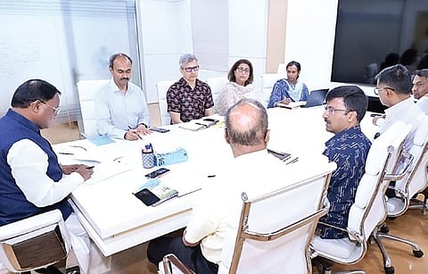 Chief Minister Mohan Charan Majhi at the review meeting on Thursday.
