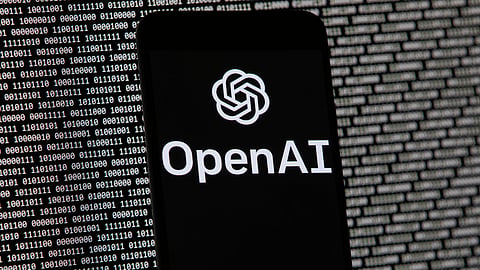 The logo of artificial intelligence firm OpenAI.