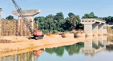 The under-construction bridge project over Koel river at Rourkela.