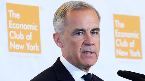 Canadian Prime Minister Mark Carney delivers a speech and takes part in an armchair discussion at The Economic Club of New York, in New York, on Thursday, May 28, 2026.