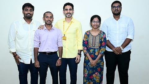 TDP working president and HRD & IT Minister Nara Lokesh at an interaction with Gen Z at the TDP headquarters in Mangalagiri on Thursday.