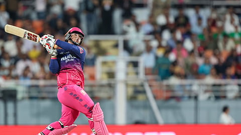 Vaibhav Suryavanshi of the Rajasthan Royals plays a shot