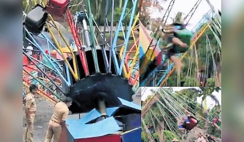A video grab of the amusement ride incident.