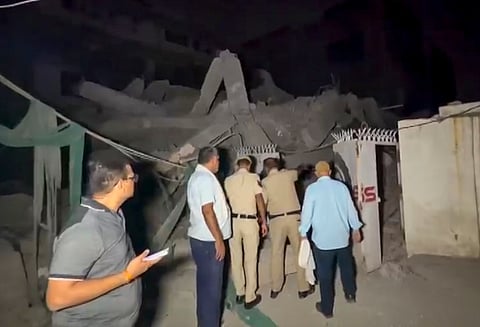 Rescue operation underway after a building collapsed at Saket area.