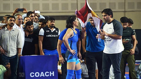 Vinesh Phogat during the trials in New Delhi on Saturday