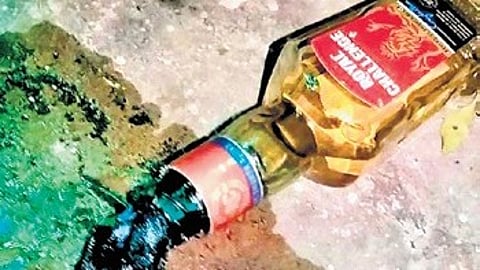 A suspected petrol bomb, which was hurled at the chairman’s house.