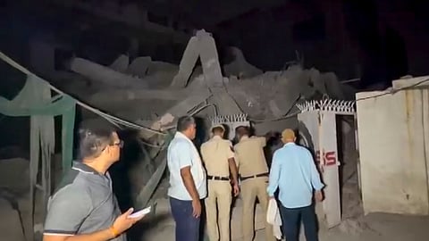 Rescue operation underway after a building collapsed at Saket area, in New Delhi