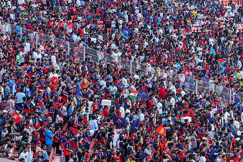RCB fans have come in large numbers at the Narendra Modi Stadium in Ahmedabad