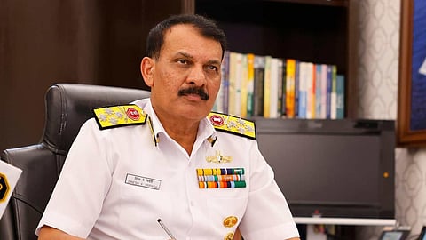 Outgoing Navy chief Admiral Dinesh Kumar Tripathi