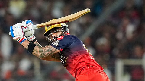 Royal Challengers Bengaluru's Virat Kohli plays a shot during the Indian Premier League (IPL) 2026 Final T20 cricket match between RCB and Gujarat Titans, in Ahmedabad, Gujarat, Sunday, May 31, 2026.
