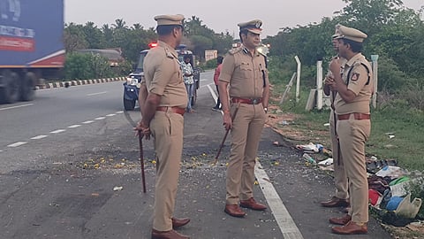 IGP, Central range, S Girish and SP Kushal Chouksey visit the spot in NH 44.