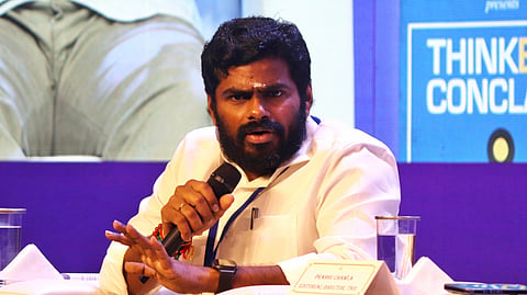 In this photo from Jan 27, 2025, former Tamil Nadu BJP President K Annamalai speaks during TNIE's ThinkEdu Conclave in Chennai.