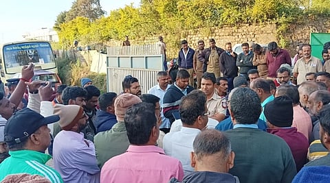 TNSTC staff protest at Kotagiri deport in Ooty region boycotted work for over four hours on Monday morning.